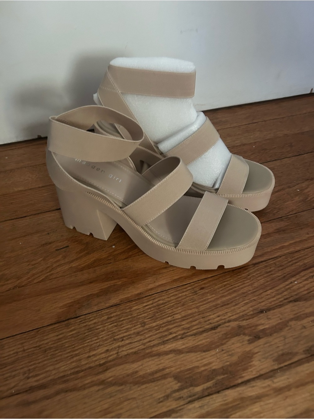 Madden Girl Neutral Beige Chunky Platform Sandals
